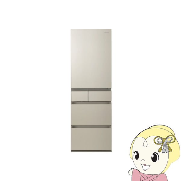 [予約 約2-3週間以降]冷蔵庫【標準設置込み】パナソニック 450L 5ドア冷蔵庫 右開き サテンゴールド NR-E459PX-N　ぎおん【KK9N0D18P】